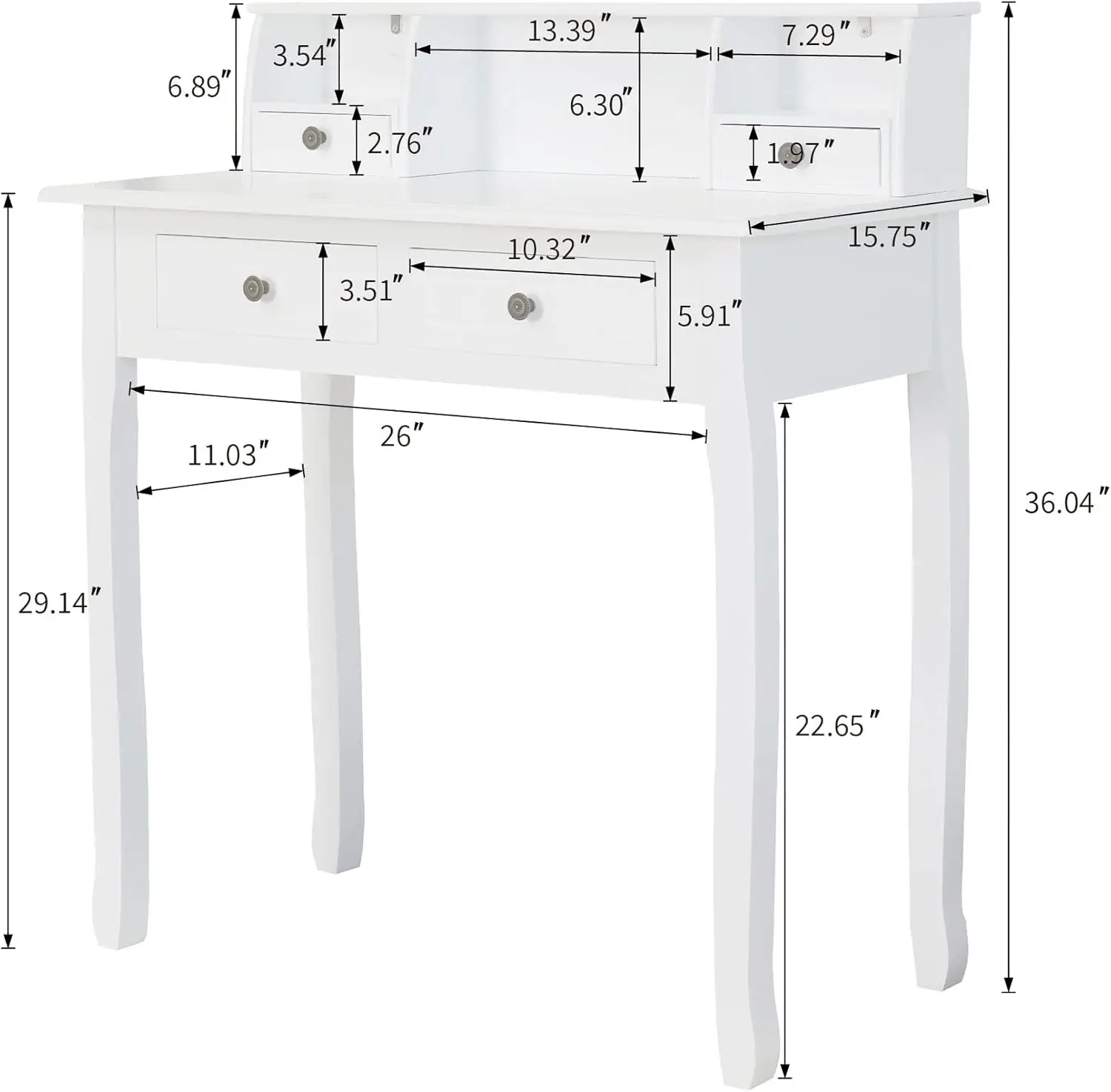 Small Writing Desk with Hutch, 32 Inch Home Office Desk with Drawers, Study Table Computer Desk for Student, Vanity Makeup Dress