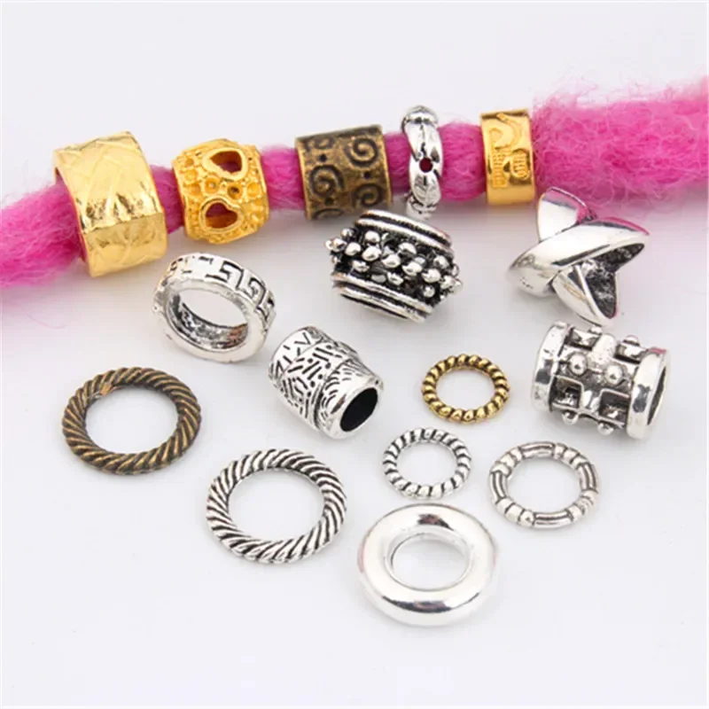 African Braiding Hair Rings Vintage Spiral Braids Hair Styling Tools Accessories Silver Gold Beads for Hair Braids Dreadlock