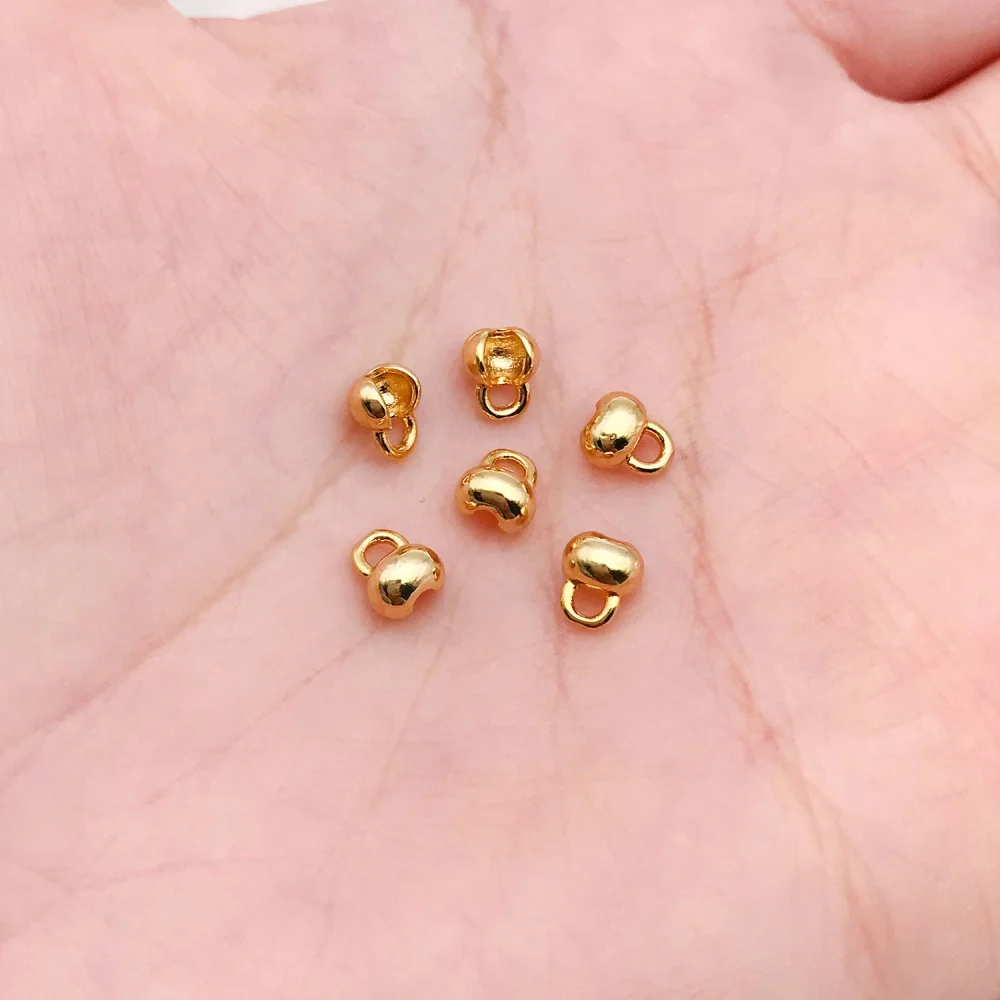 10 Stück 18K kupferplattierte, echt vergoldete, glatte Schnallen mit kleinem Loch für DIY-Armbänder, Halsketten, Perlen, Schmuckherstellungszubehör – Detail 6