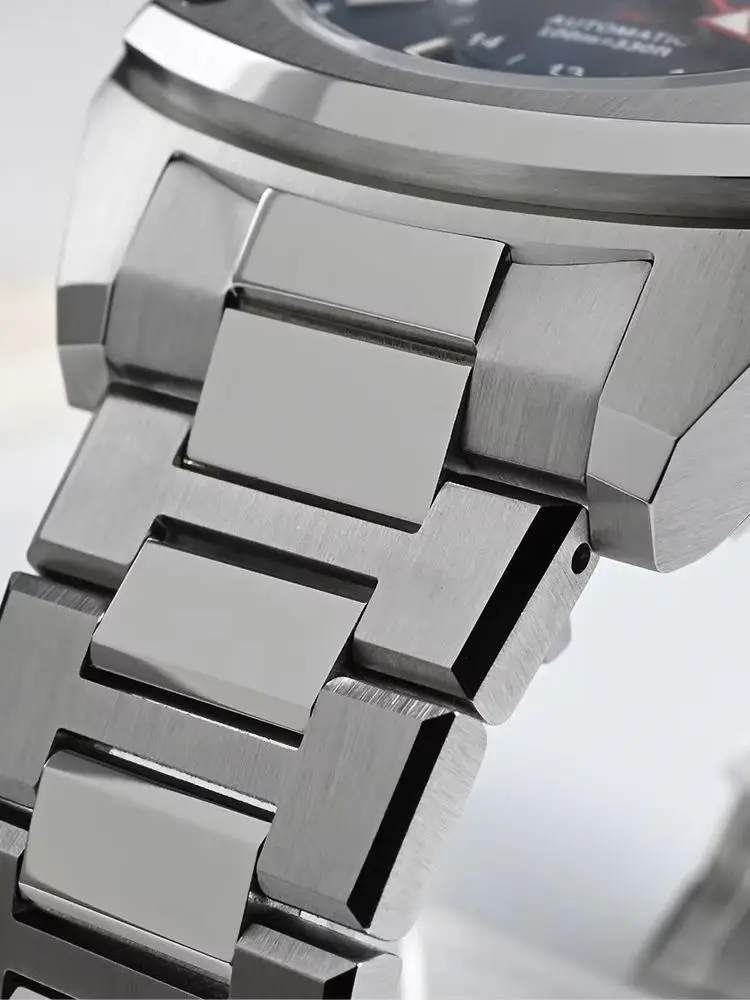 San Martin Solid 3-Link 316L Stainless Steel Bracelet Screw Design Watchband 20mm With Butterfly Clasp Waterproof SN0026