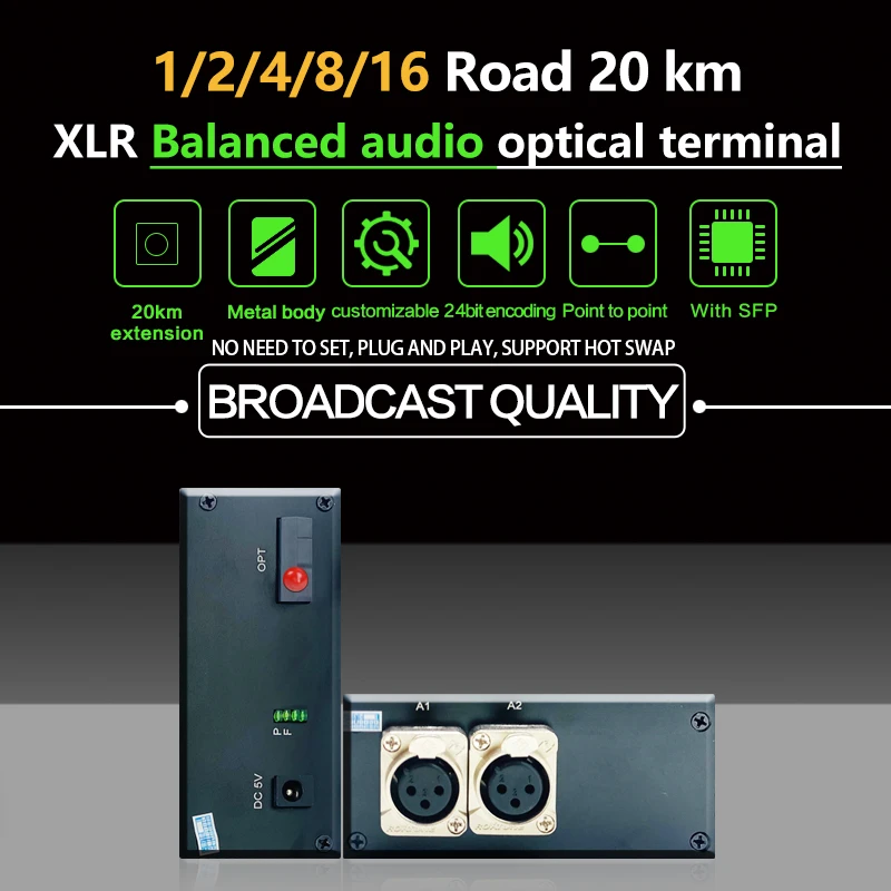 1 2 4 6 8 16 Channel xlr speaker extender XLR Balanced Audio FC Fiber Optical Extender Transmitter and Receiver Kit  up to 20km