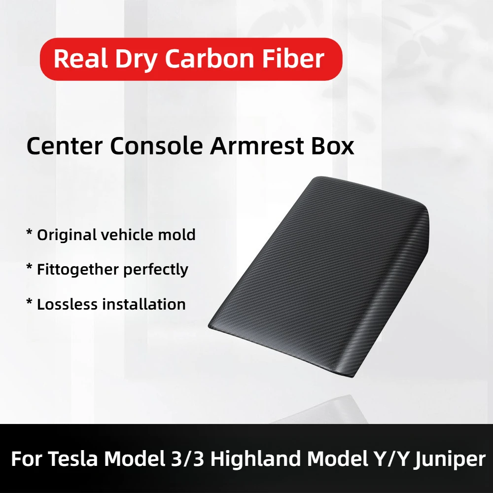 

Настоящее углеродное волокно, центральная консоль автомобиля, подлокотник, защитная крышка панели, внутренние аксессуары для Tesla Model 3 Y Juniper 2025