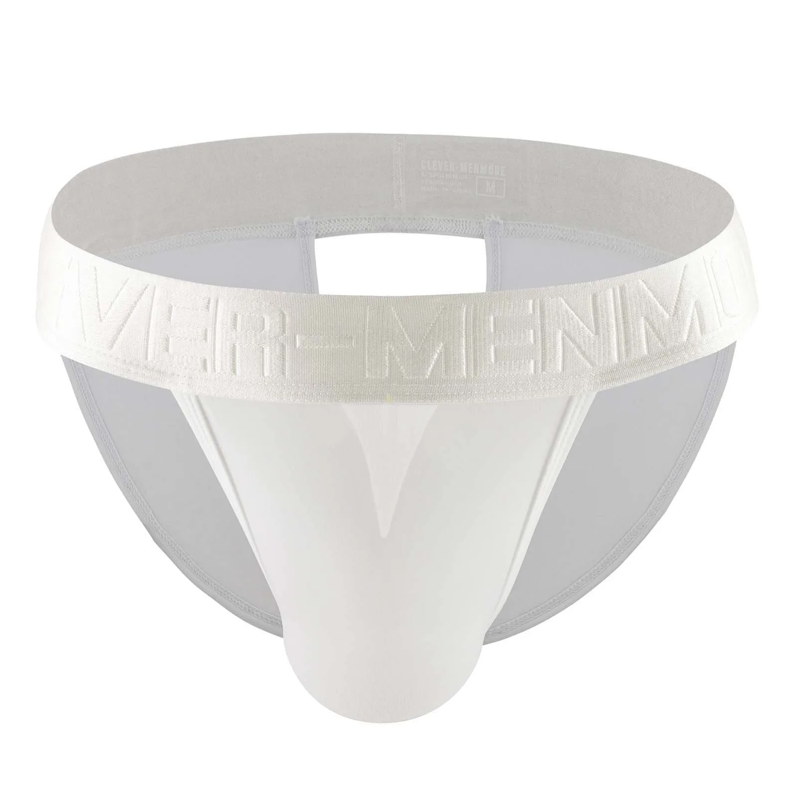 

CLEVER-MENMODE Men's Sexy Ice Silk Breathable T Back Underwear Crotch Sheer Briefs Jockstrap Rear Empty Panties Men Mankini