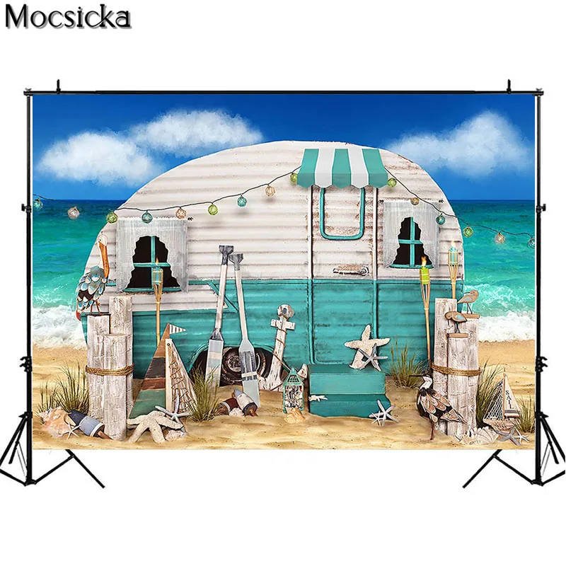 

Summer Tropical Surf Party Backdrop Sand Beach Surfboard Hawaii Kid Birthday Decoration Background Photo Studio Photography Prop