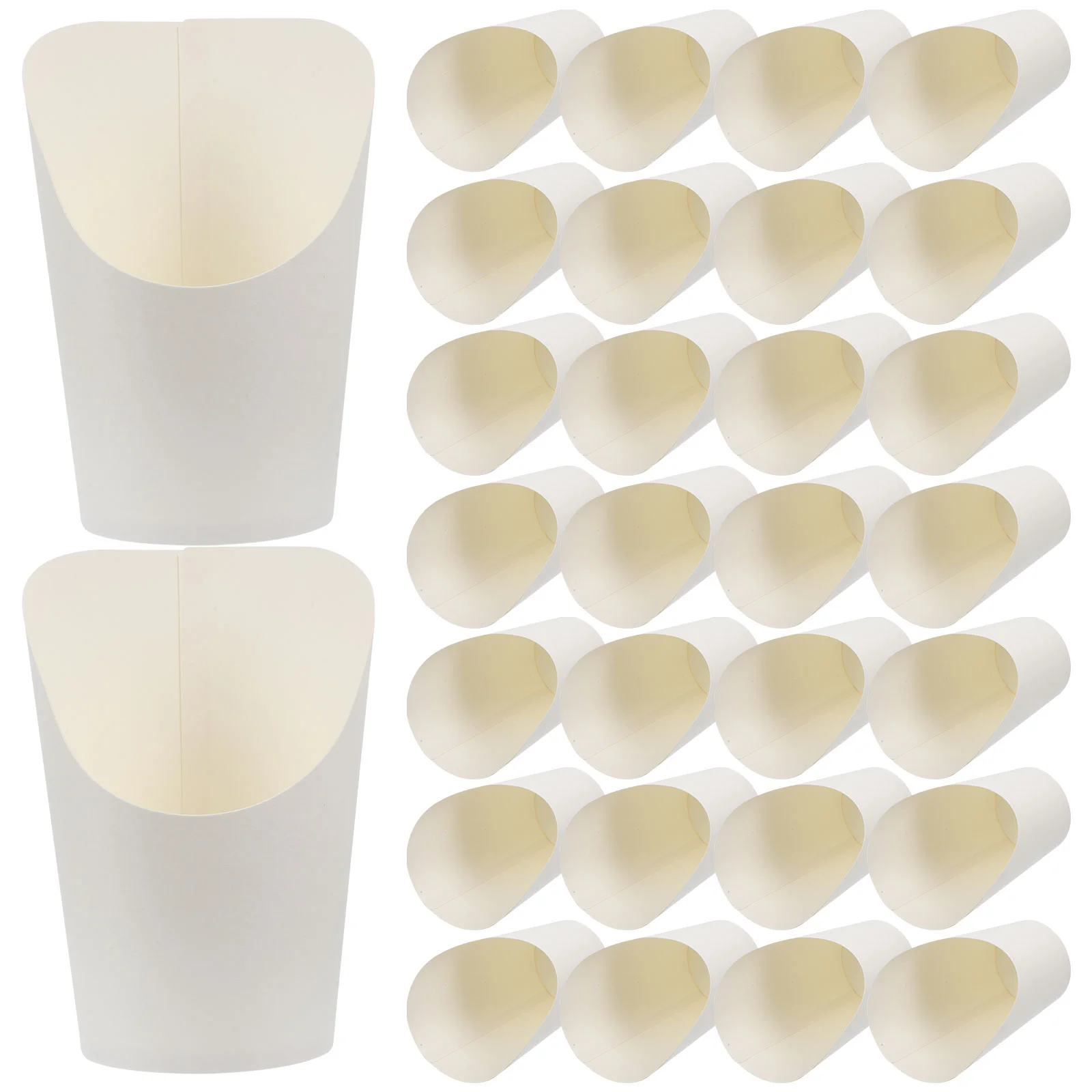 

50 Pcs Slanted Mouth Fries Cup Ice Cream Box (small White Card Pieces) French Holder Paper Snack Cups Popcorn