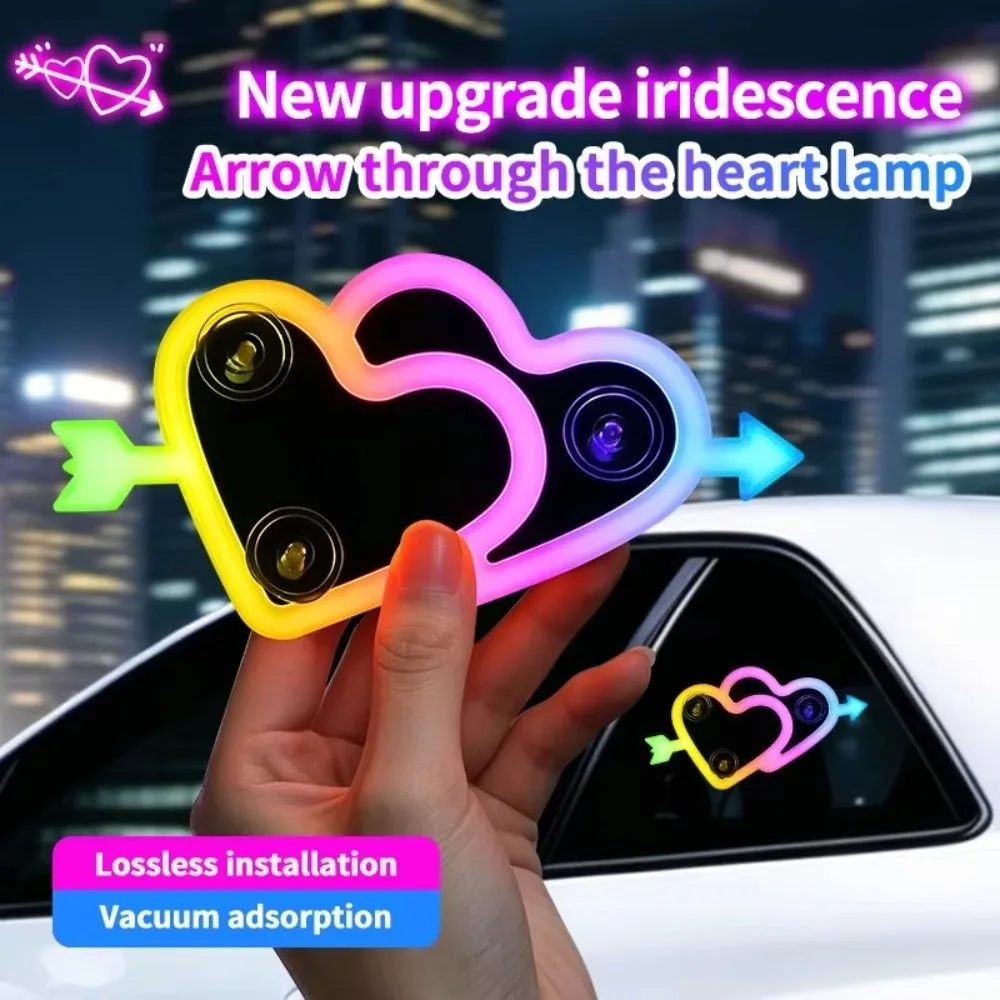 One Arrow Through The Heart Car Decoration Ambient Lighting 7 Colors Vibration Induction Suction Cup Neon Car Light Multi-Mode