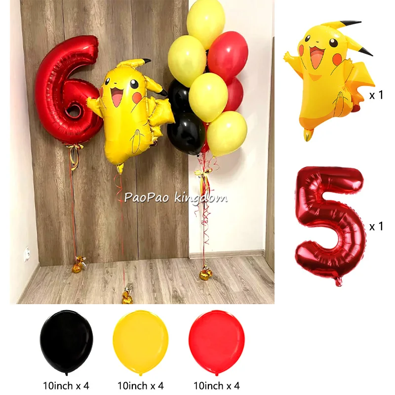 Niedliche Pikachu-Ballons Cartoon-Folienballons Geburtstagsparty-Deko-Set Kinder-Babyparty Feier-Party-Zubehör – Detail 23