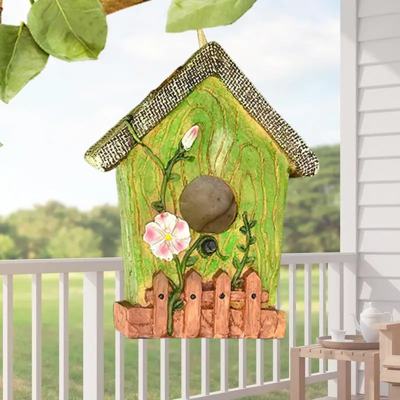 

Outside Bird Houses Resin Outdoor Bird Nest Elegant Nesting Box Colorful Garden Decoration Tree Mount Ornaments For Hummingbird