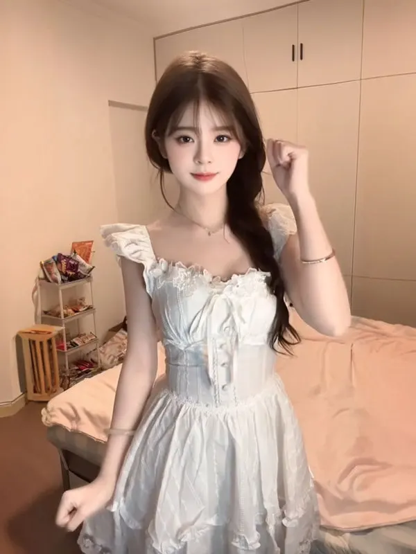 

Sweet Gentle Style Frock Princess Ball Gown Short Skirt with Fly Sleeve Waist Inning Summer New Arrival Women's Dress