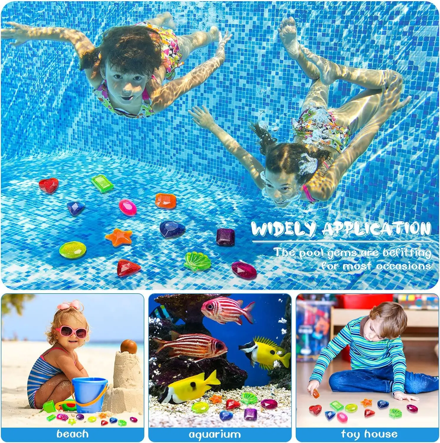 Pool Diving Toys Swimming Pool Sinkers  Simulation Fake Gems Colorful Diamonds Interactive Training Grip Toys For Kids Boys