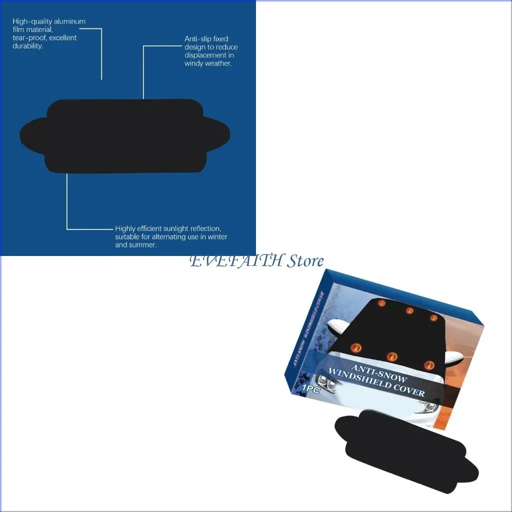 

124B Universal Windshield Snow and Frosts Cover for Car SUV,Winter Windshield Sunshade Cover Protector