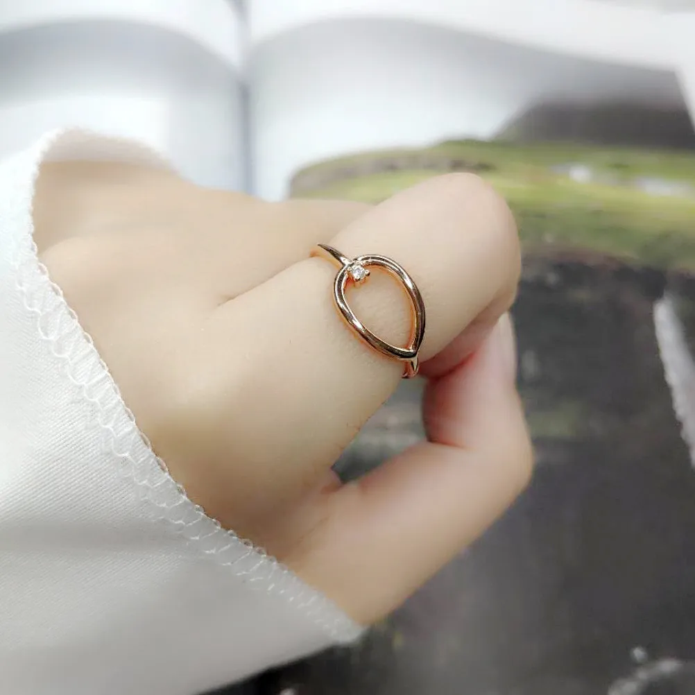 Creative Water Drop Shaped Rings For Women Simple Copper Rose Gold Color Party Gift Fashion Jewelry R907