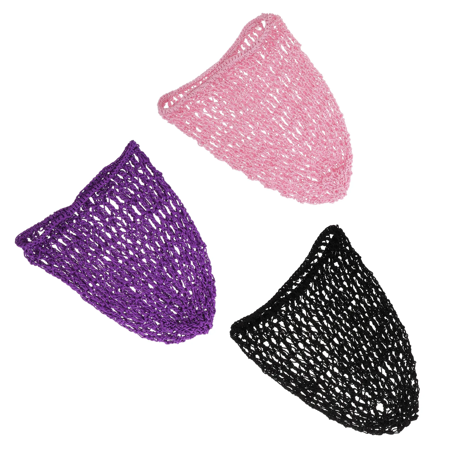 

3pcs Crocheted Mesh Net Cover For Women Long Hair Salon Home Use Hair Care Tool Hat Cover