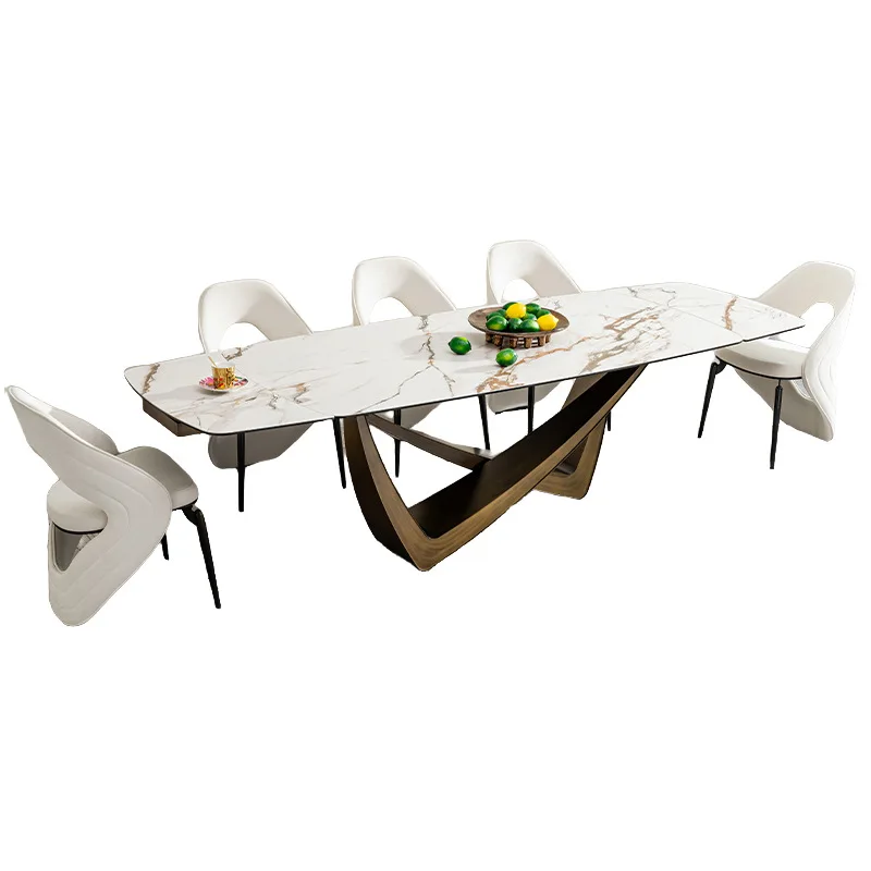 

Slate dining table retractable household high-end folding dining table and chairs