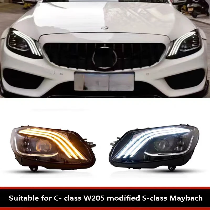 

Подходит для фар Mercedes-Benz C-класса W205, модификация под S-класс Maybach, светодиодные дневные ходовые огни с динамическими указателями поворота.