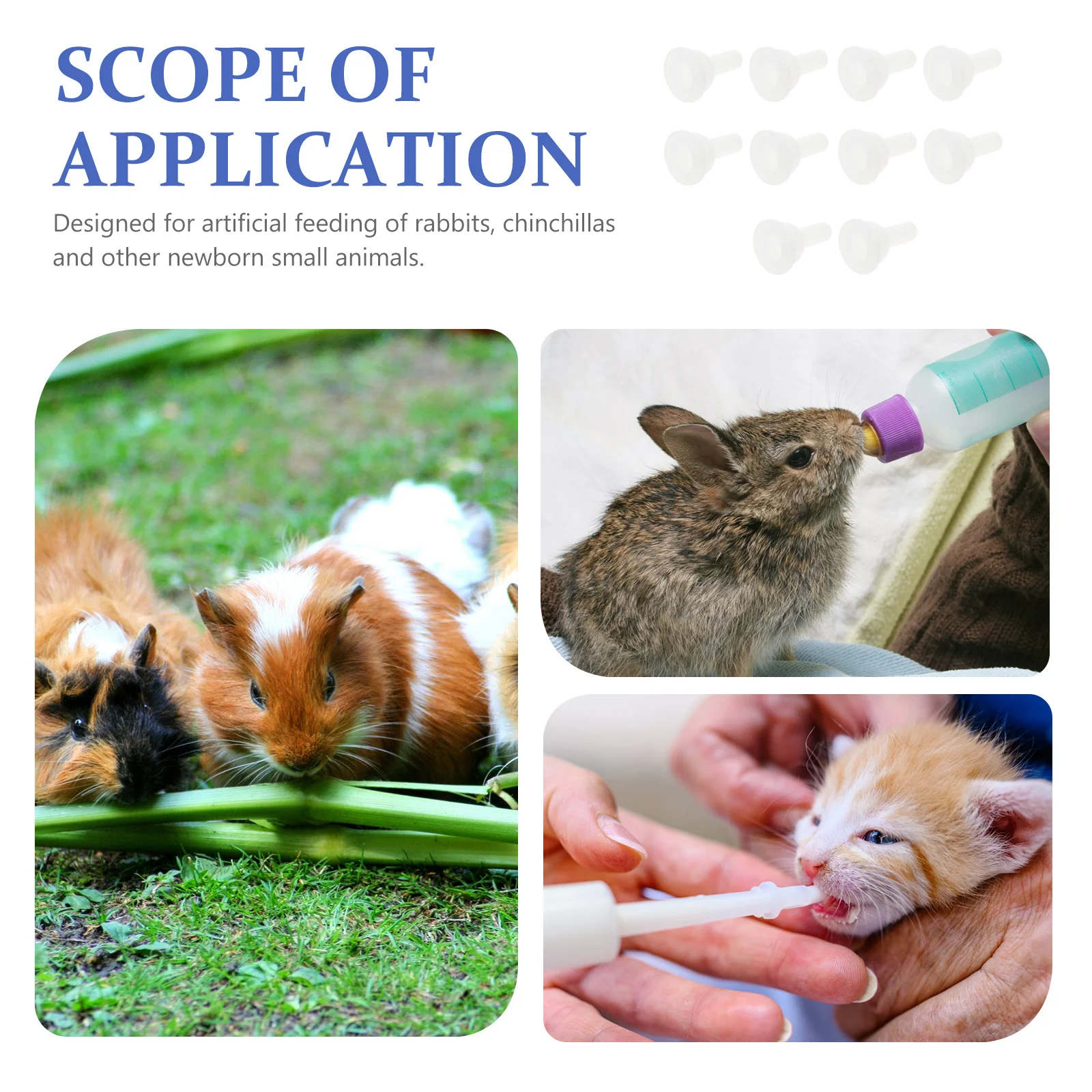 

10Pcs Household Feeding Teats Durable Safe for Hamsters Bunnies Feeding Nipples Professional Bottle Nipples Pet Accessory