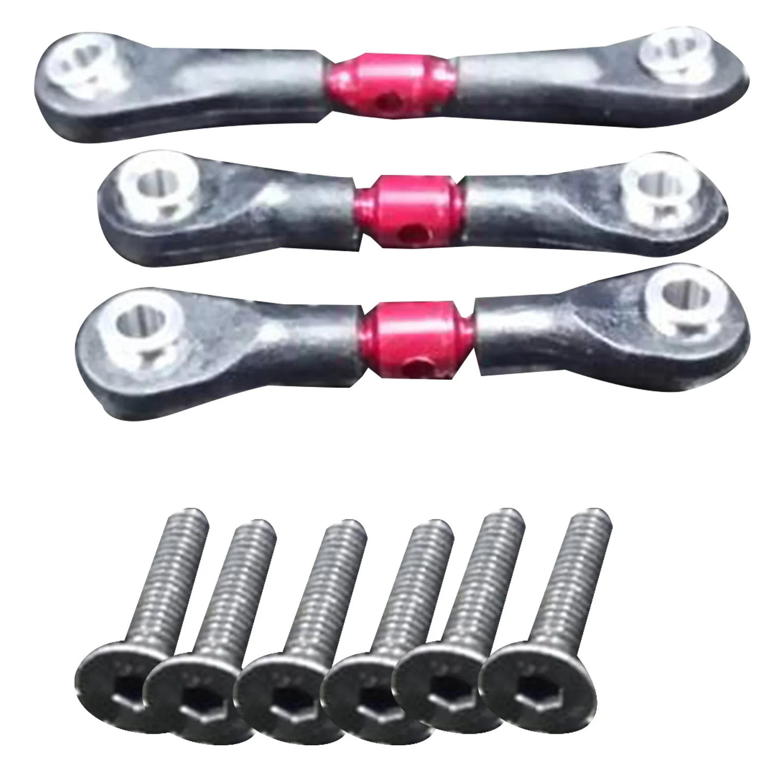 3Pcs Metal Steering Tie Rod Link Rod for Tamiya TT02 TT02T 1/10 RC Car Parts Accessories,Red