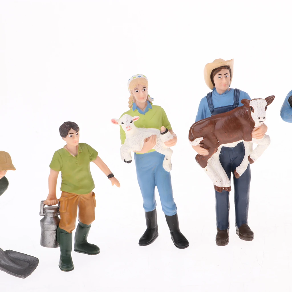Figuras de Personajes Camperos de Granja, Miniaturas de Plástico, Accesorios para Juguetes de Niños, Set de Juguetes para Juego de Granja de Simulación