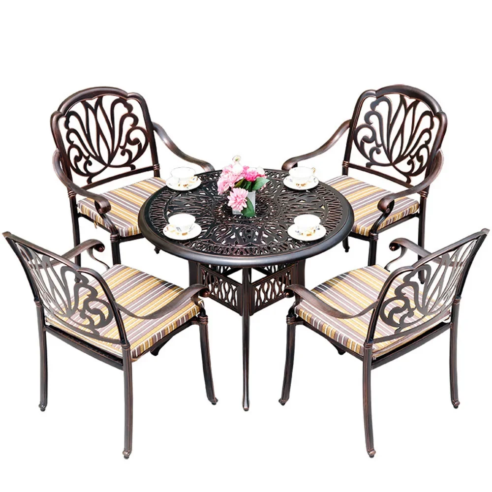 

Outdoor cast aluminum table and chair set combination