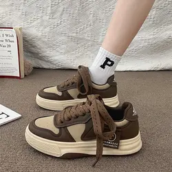 Board Schuhe Damen Sneakers neue Muffin dicken Boden Khaki schwarz weiß Farbe passende Mode Damenschuhe Casual Sportschuhe