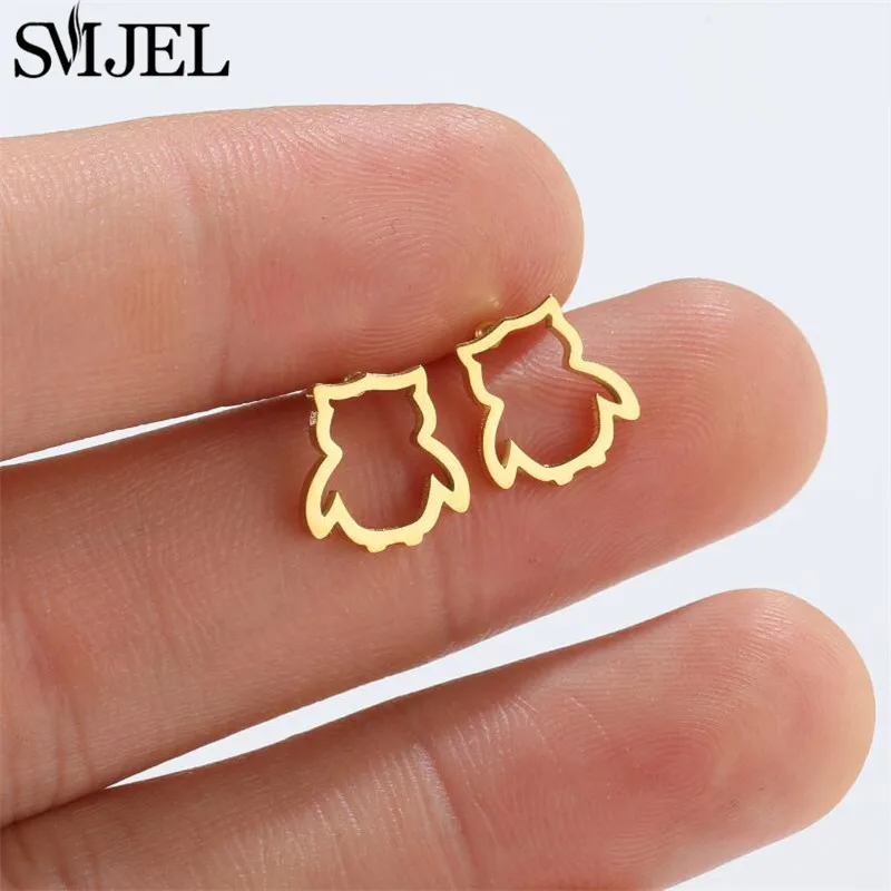 Minimalist Stainless Steel Earrings for Women Fashion 2025 Jewelry Cute Rabbit Squirrel Lion Earings Small Owl Earring Studs
