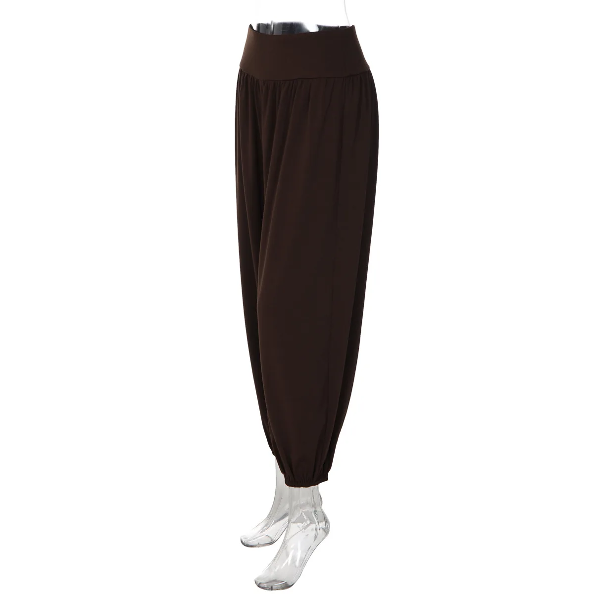 Damen High-Waist Haremshose mit Umschlagbund, Lose Baggy Jogger-Hose, Einfarbig Schwarz, Weich und Dehnbar, Lässige Hose, Vintage Y2K Streetwear – Detail 10