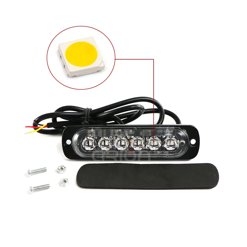 6 LED Car Strobe Warning Light Grille Flashing Breakdown Emergency Light Car Truck Police Beacon Lamp LED Side Light 12V 24V