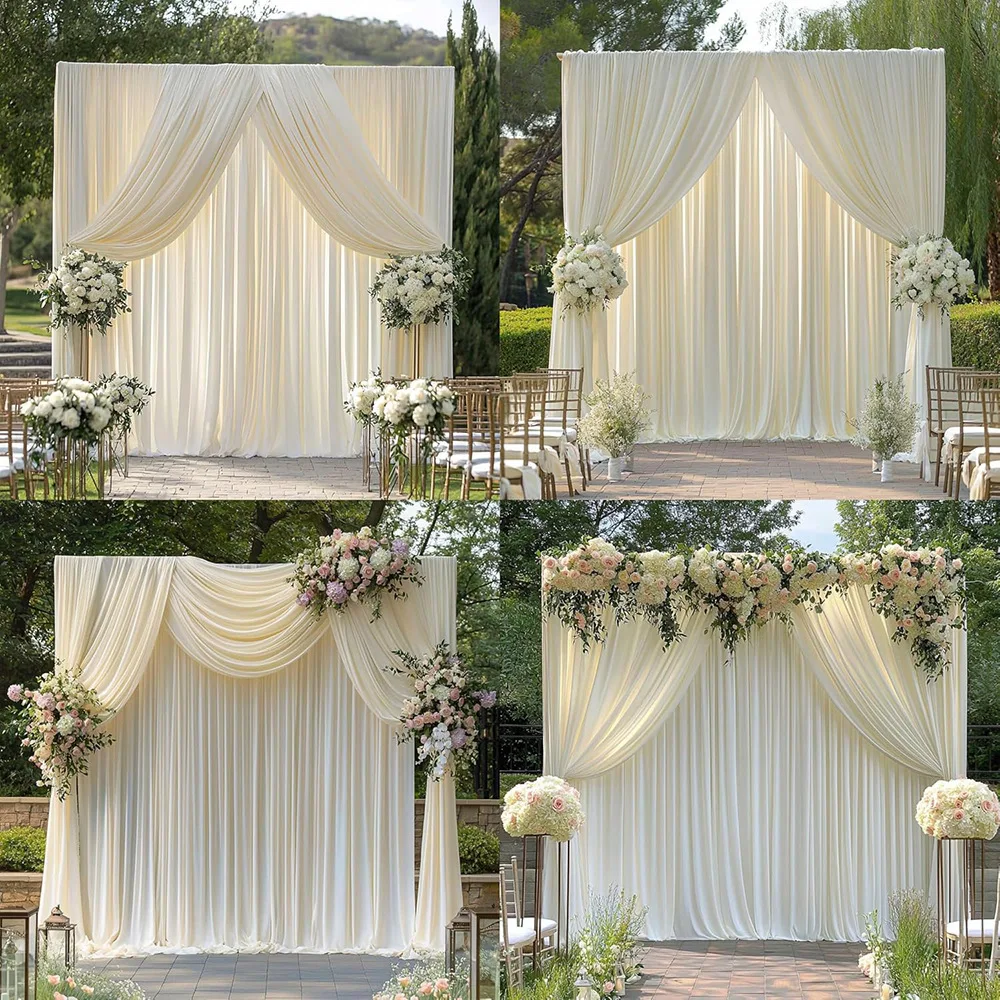 Weißer Hintergrundvorhang, nicht transparent, knitterfrei, Polyester-Fotografie-Hintergrundbehang für Hochzeit, Babyparty, Geburtstag – Detail 8