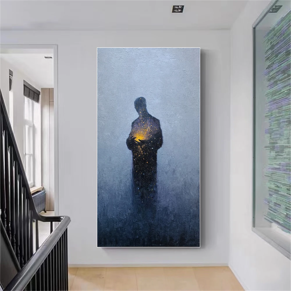 

Синяя текстура, ручная фигура звездного света, толстая роспись маслом, нишевая художественная роспись, абстрактная ручная роспись, подвесная картина