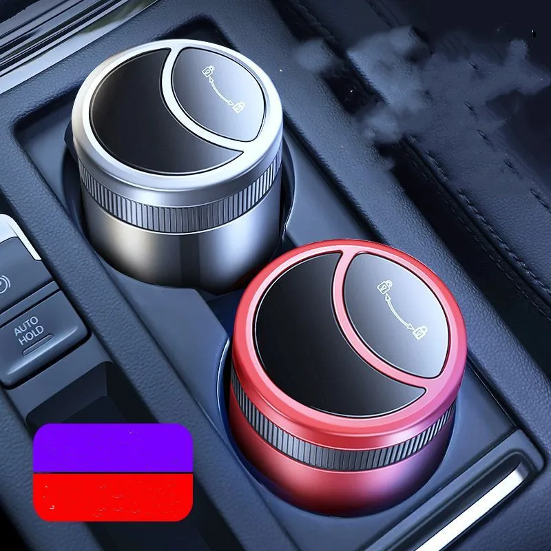 Car Ashtray With LED Light Portable Universal Alloy Ash Tray Aluminum Cup Smokeless  For Chevrolet Bentley car