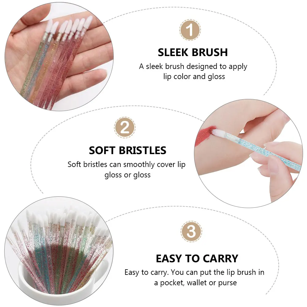 

350pcs Lip Brush Disposable Plastic Lipstick Applicator Gloss Wands Makeup Tools Travel Size Portable Precision Applicator For
