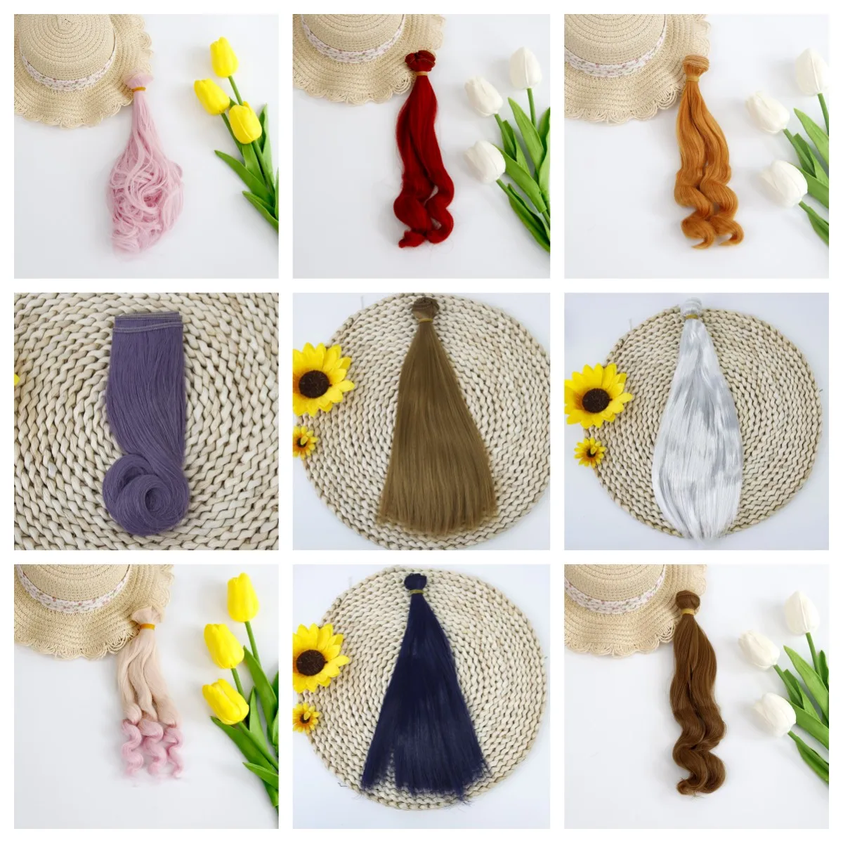 Doll Hair Extension Varies Color 20CM Length 100CM Width Long Curly Straight DIY Doll Making Repair Doll Wigs Hair Wefts