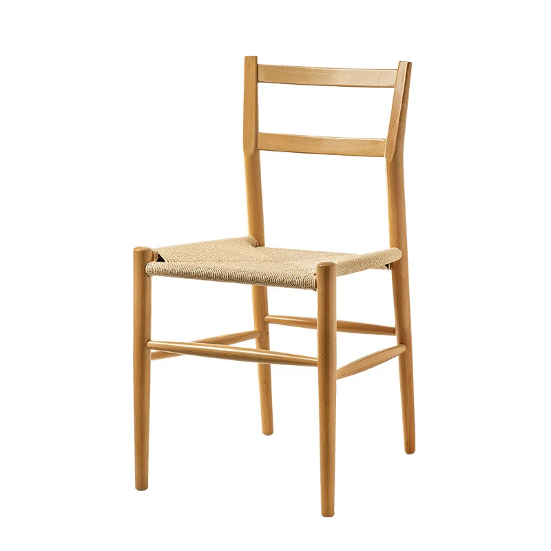 

Nordic braided rope chair, modern simple casual solid wood beech chair, home designer back chair medieval dining chair