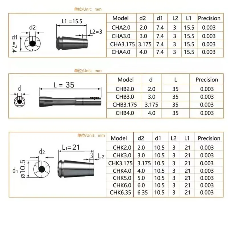 Imagem -05 - Mandril Spindle para Atc Chuck Machine Tool Fácil Montagem Chb 175 2.0 3.0 4.0 mm