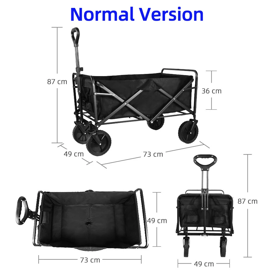 Schwerlast-Bollerwagen mit großer Tragfähigkeit, faltbarer Bollerwagen für Garten, Strand, Campingausrüstung mit Getränkehaltern. – Detail 7