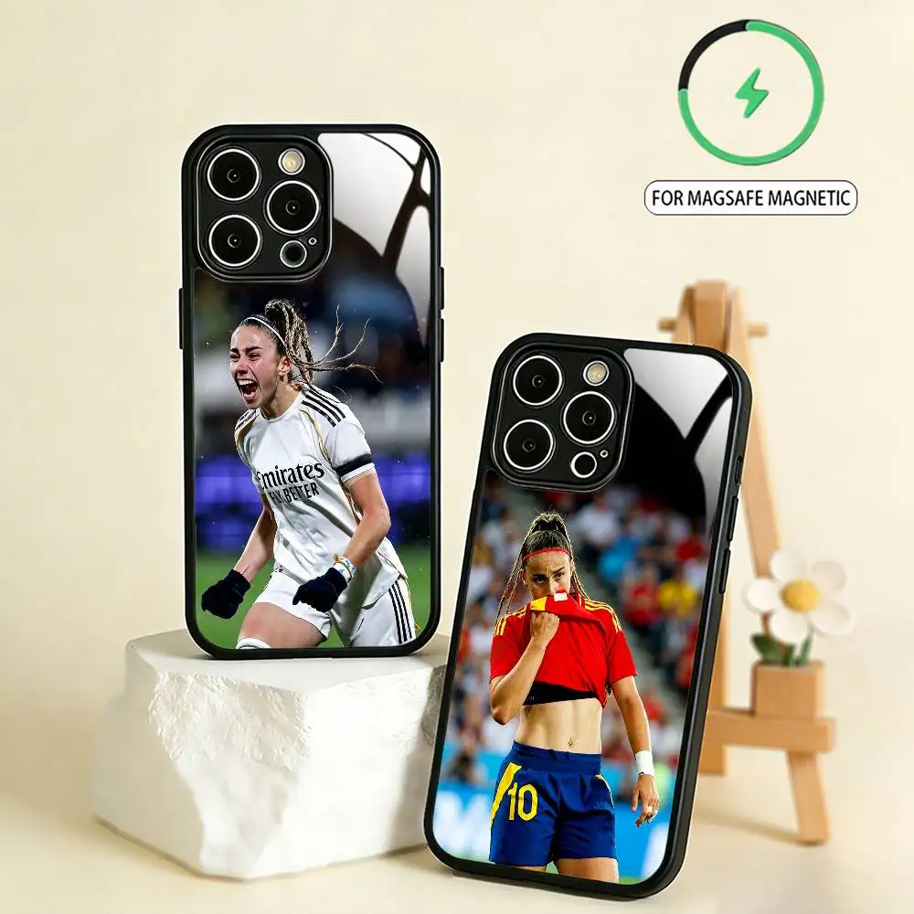 Funda para Teléfono Football A-Athenea del Castillo para iPhone 17, 16, 15, 14, 13, 12, 11 Plus, Pro Max, Magnética para Carga Inalámbrica Magsafe