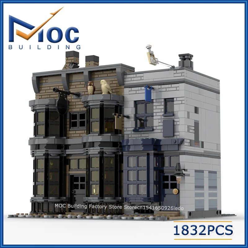 Blocs de construction MOC, scène de film classique, modèle d'architecture modulaire, magicien, roues, boutique de baguettes, bricolage, briques à assembler, jouets, cadeaux de noël