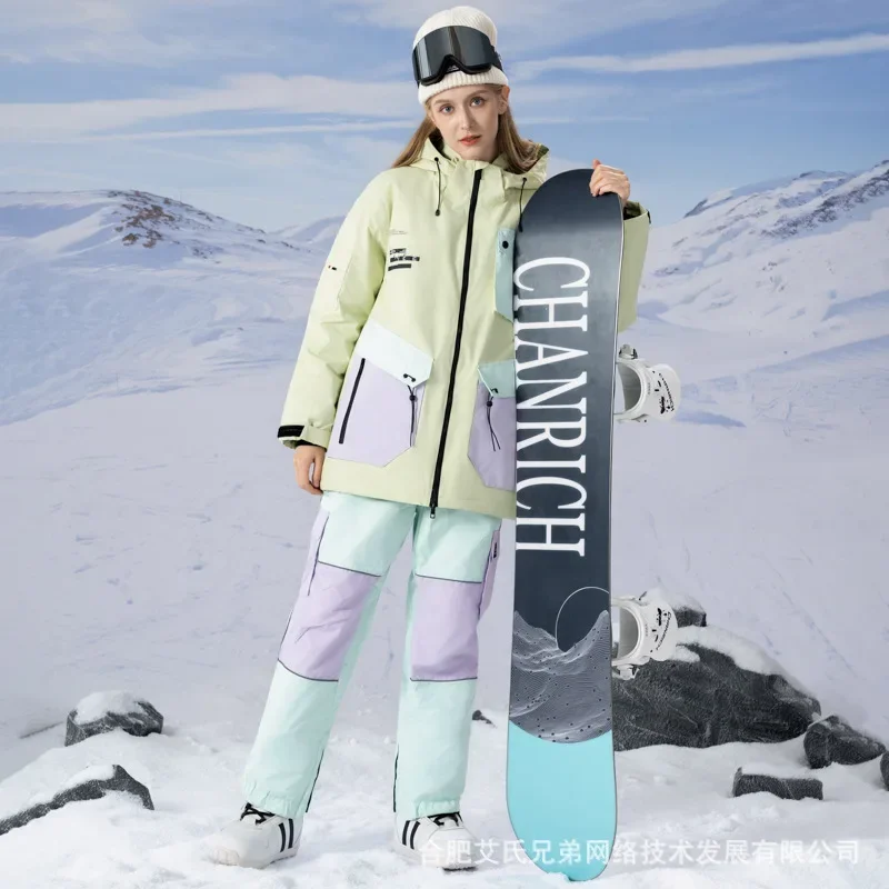 스키 복 세트 방풍 방수 따뜻한 통기성 남성과 여성의 내마모성 스키 의류 및 바지