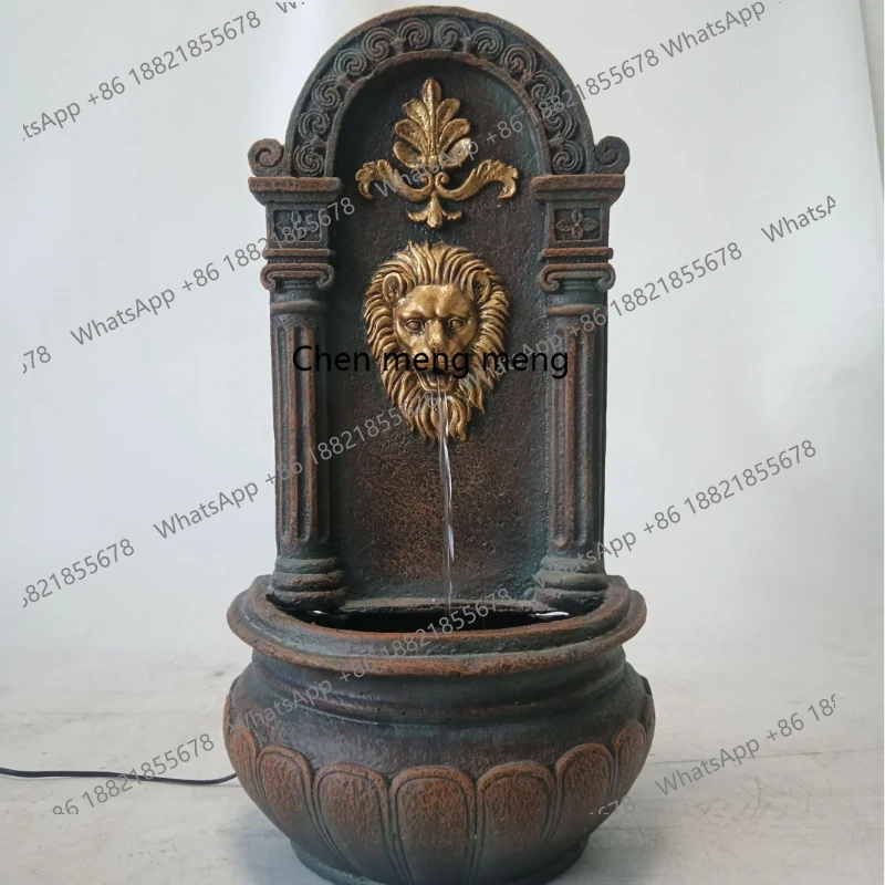 Bronze old lion head indoor and outdoor retro wall-mounted running water fountain ornament