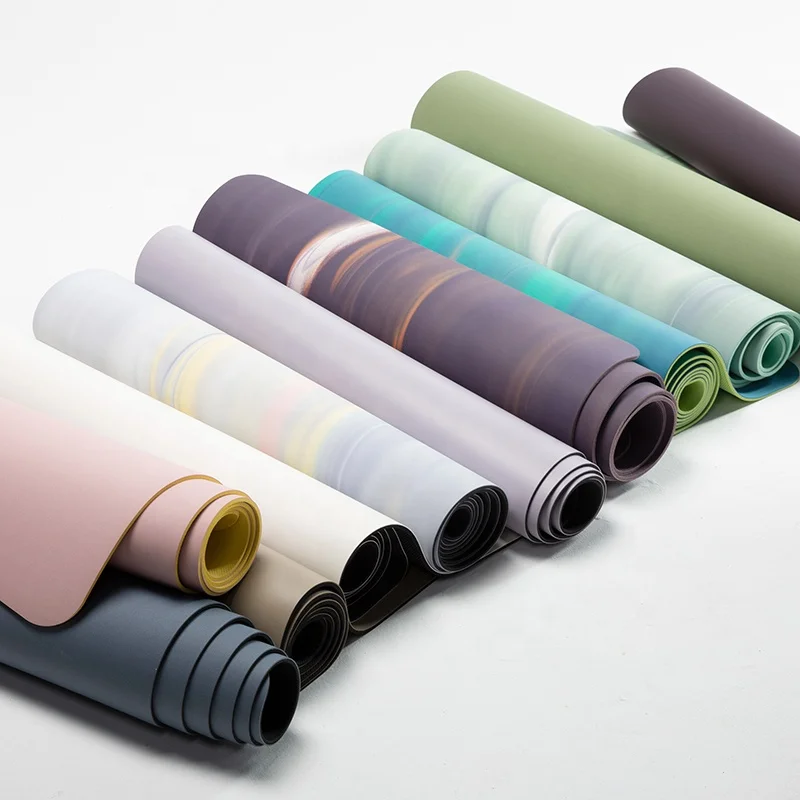 Multi-color color contrast eco-friendly yoga mat non-slip 5mm pu yoga mat printed natural rubber 5mm pu yoga mat