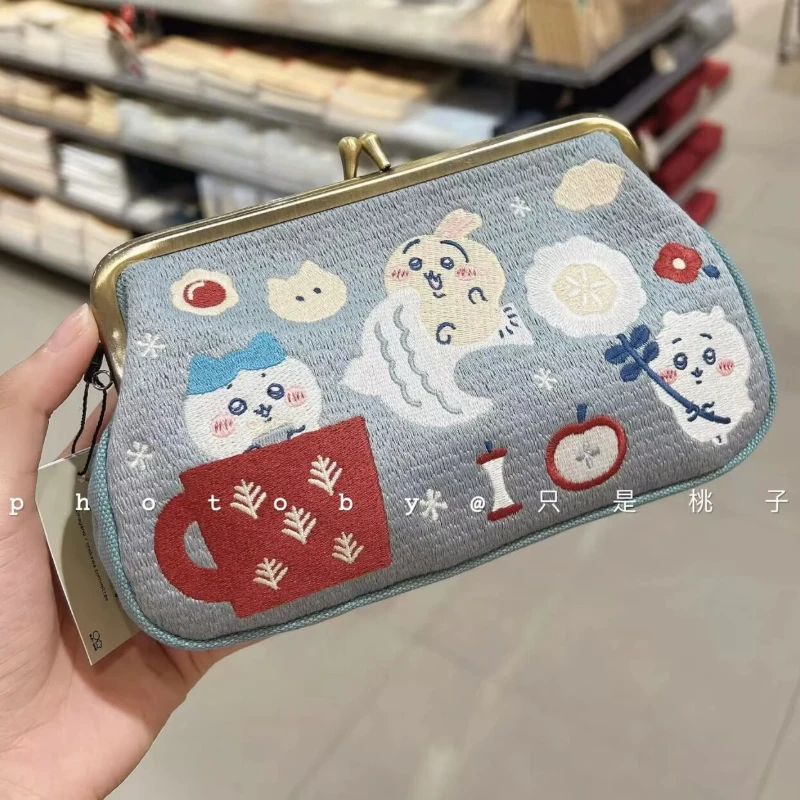 

NewChiikawa Storage Bag Usagi Hachiware Makeup Bag Handmade Kawaii Embroidery Cartoon Coin Wallet Cute Festival Gifts