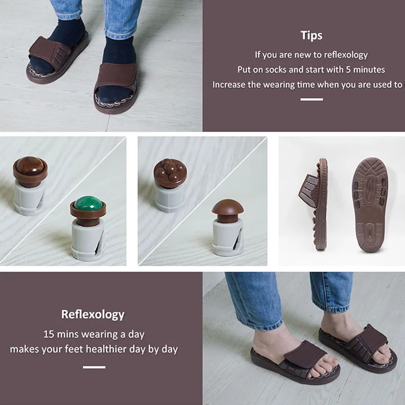 Foot Massage Acupuncture Slippers Acupoint Activation Reflexology Spring Magnetic Therapy Relieve Foot Pain Meridians Arthritis
