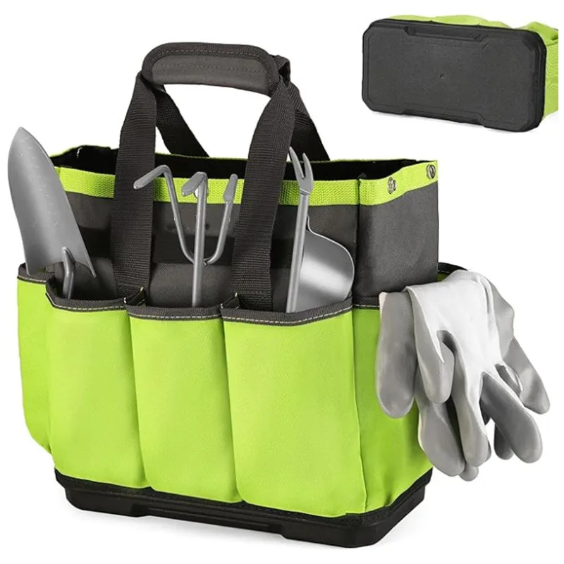 

New style thickened and wear-resistant garden tool bag with waterproof plastic bottom Oxford cloth handbag
