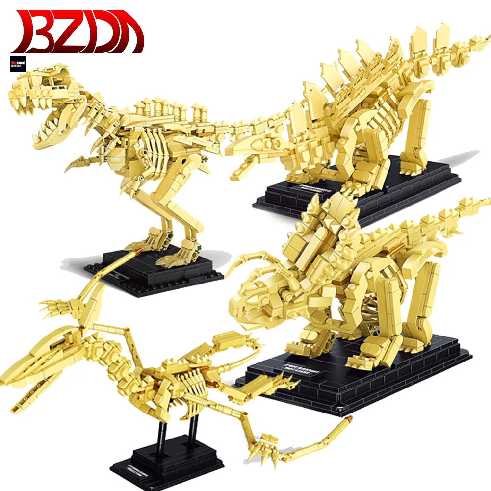 

BZDA Dinosaur Park Tyrannosaurus Rex Skeleton Model Building Blocks Jurassic Dinosaur World Animals Bricks Kids Toy Gift