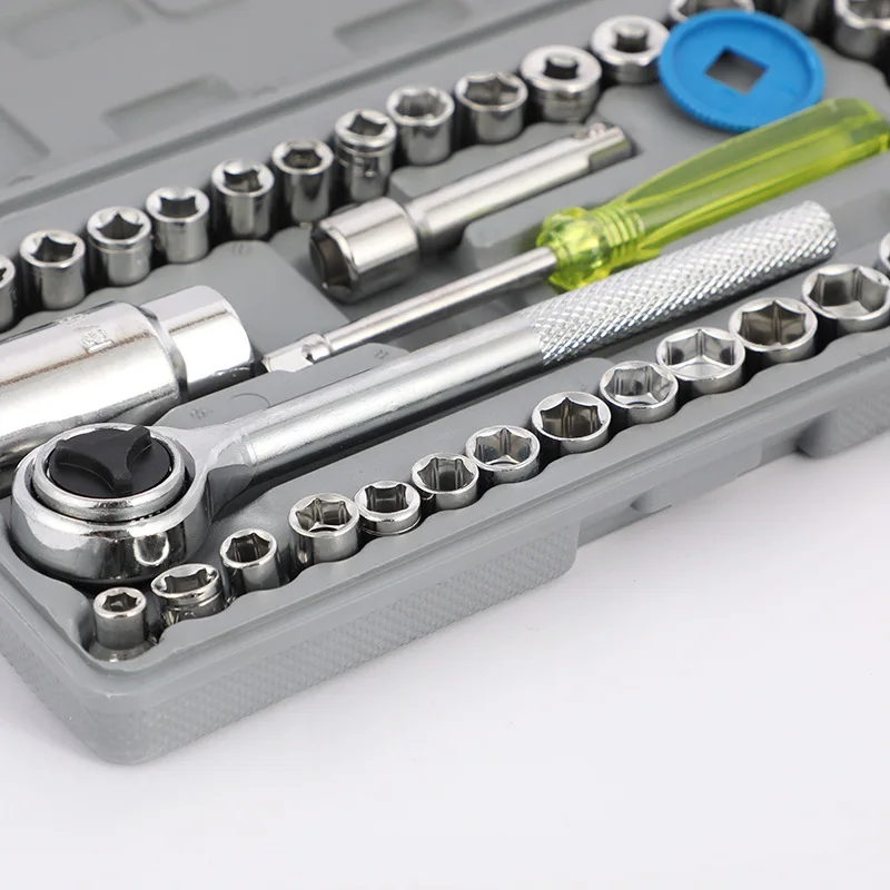 40-in-1 Socket Wrench Set High Carbon Steel Drive Ratchet Socket Tool Kit Portable Auto Repair Tools Household Hand Tool Set