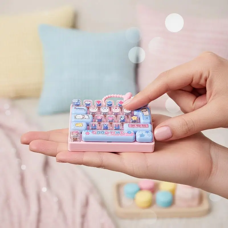 26 Grid Keyboard Clicker Keyring 1/2Pcs Anti Stress Button Keychain Portable Fidget Toy for School Office Travel Anxiety Relief