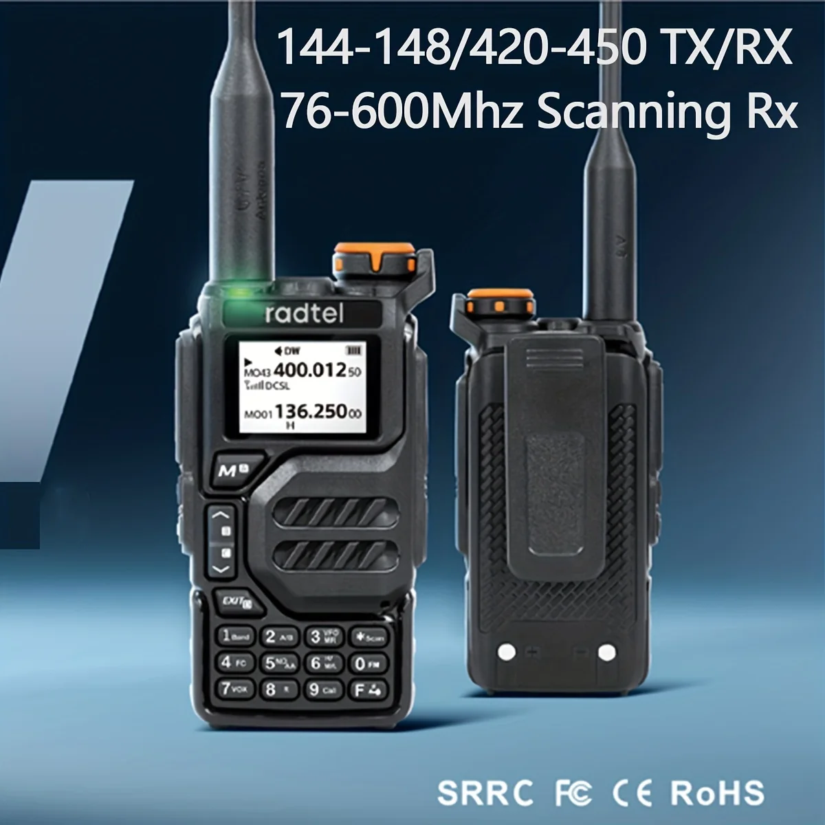 Radtel RT-590 Air Band Walkie Talkie Amateur Ham Estación de radio bidireccional UHF VHF 200CH Banda completa HT con canal NOAA AM Satcom