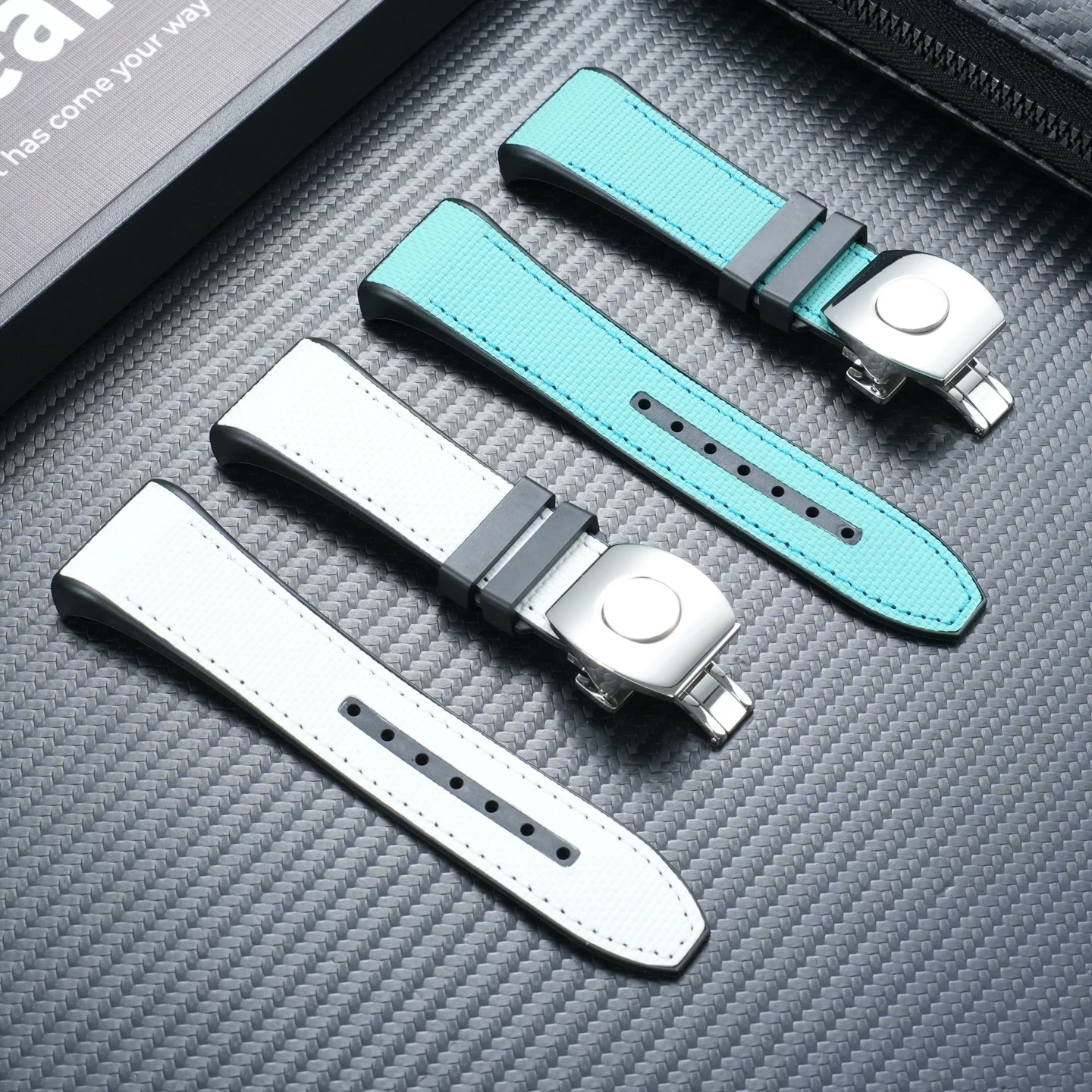 Blue Fluorocarbon Rubber Strap for the FM Yacht V45 Series—High-Quality FMK Waterproof Strap for Franck Muller