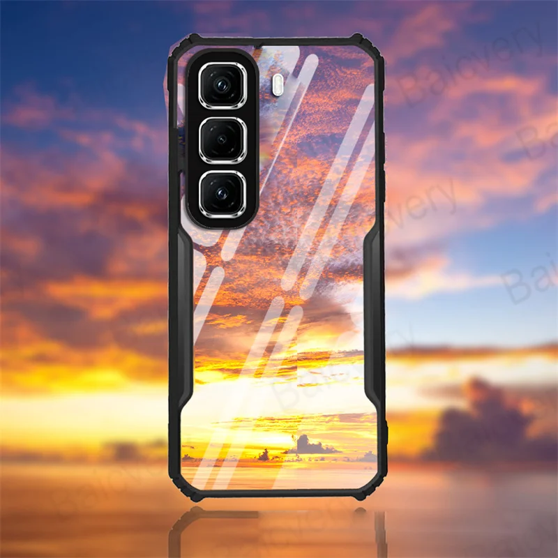 Phone Case For Infinix Hot 50 5G Pro+ Plus 4G Clear Anti-Drop Acrylic Phone Shell TPU Full Protective Cover