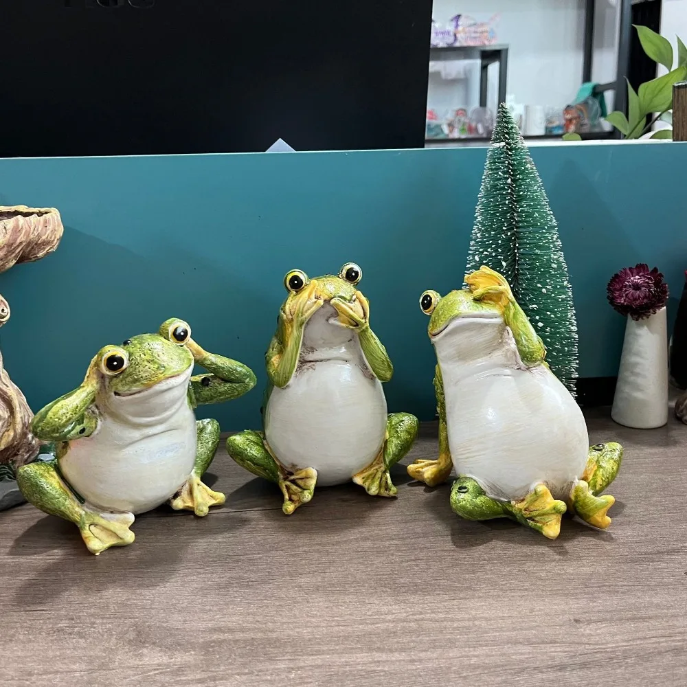 

Мультяшные маленькие фигурки лягушек, поделки из зеленой смолы, мини-лягушка, орнамент, ремесленная милая статуя животного, открытый сад, двор